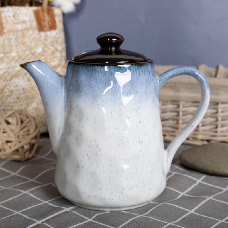 Happy Go 42oz/1240ml Embossed Tea Pot With Reactive Glaze