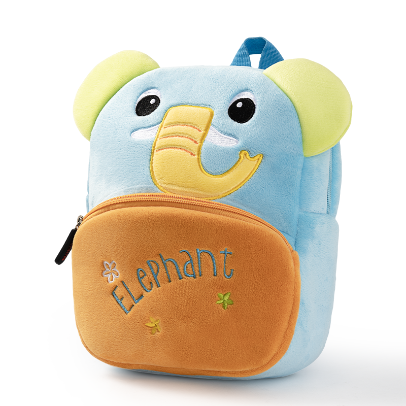 Lightweight and breathable elephant style children's plush backpack, easy to go to school and travel