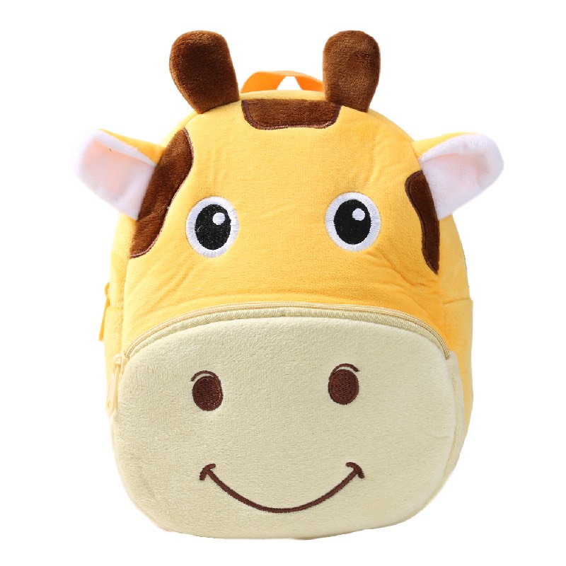Hairy kindergarten giraffe children's three-dimensional embroidered backpack