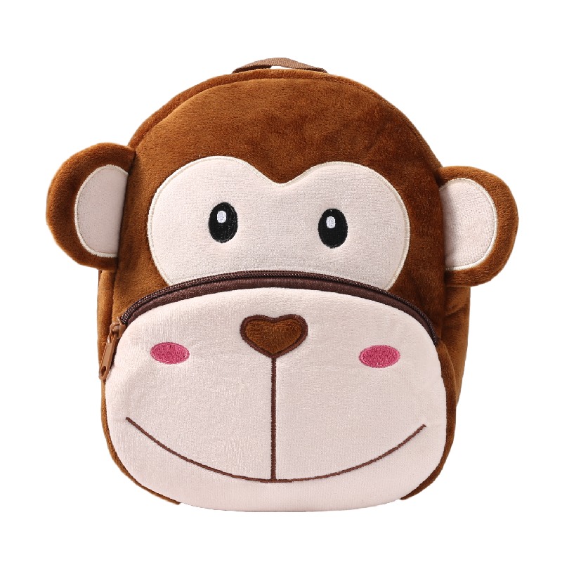 Hairy kindergarten monkey children's three-dimensional embroidered backpack
