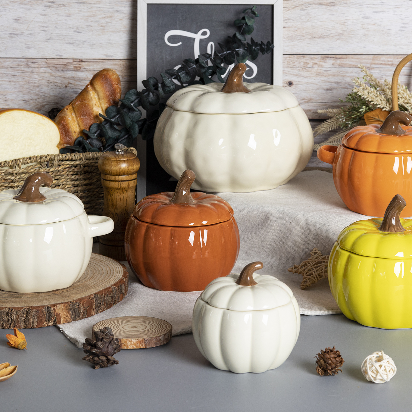 Happy Go Halloween Theme Ceramic Dinnerware Pumpkin Soup Gu Modern Ceramic Soup Bowl