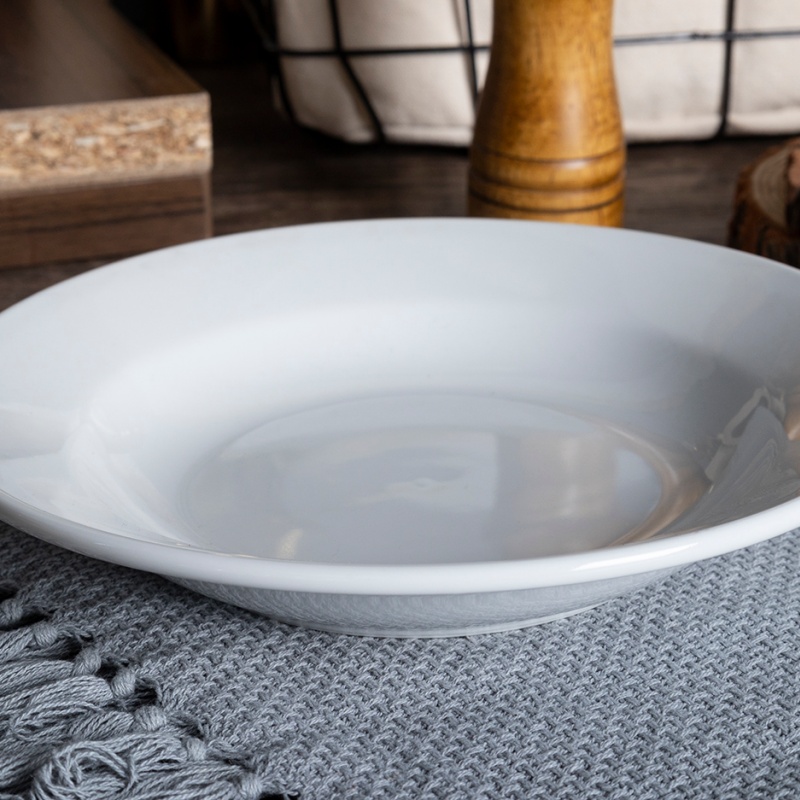 22CM Wide-Rim Soup Plate, Hotel Porcelain – Modern & Minimalist Tableware