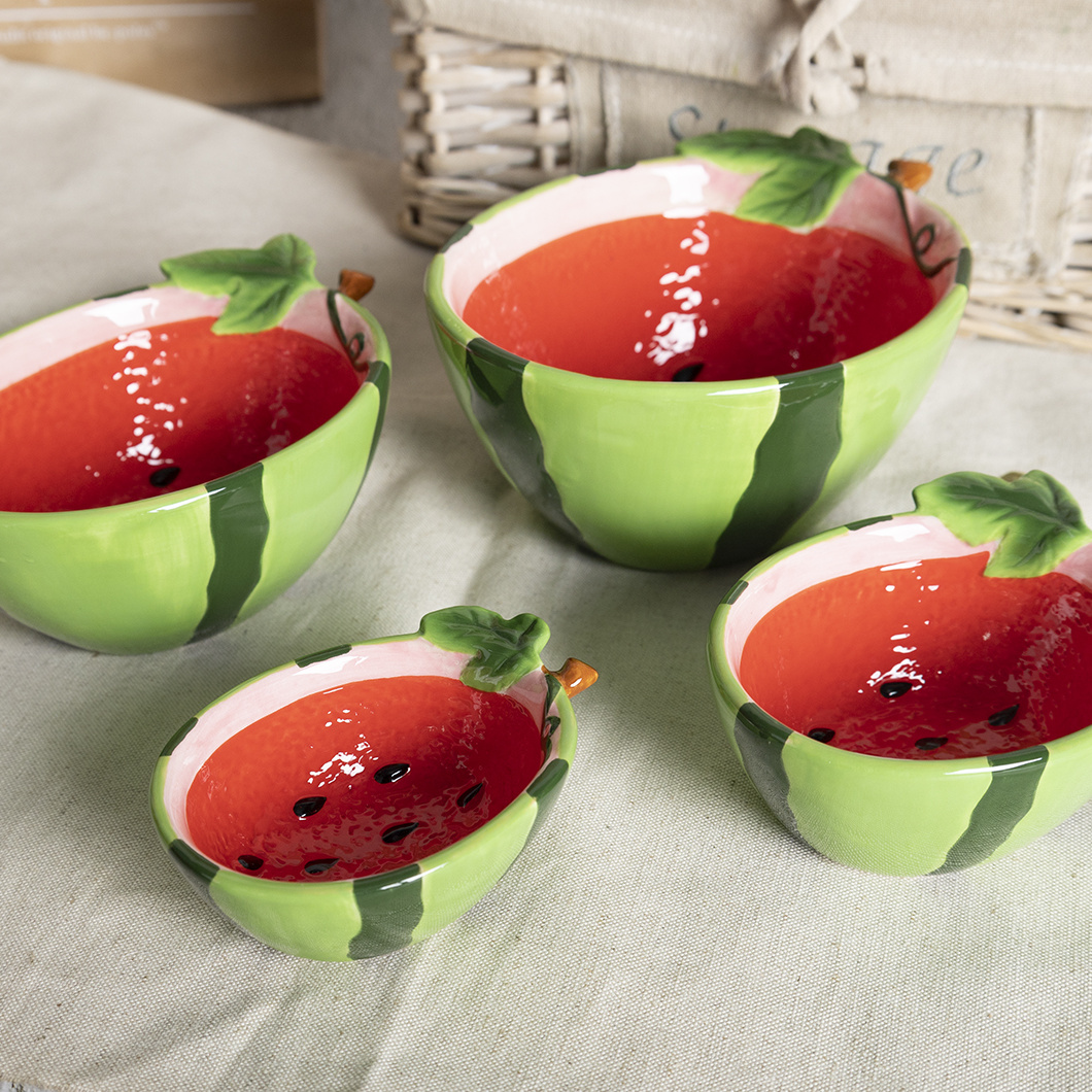 Happygo Novelty Design American Style Ceramic Bowl Set for Fruit-Themed Party
