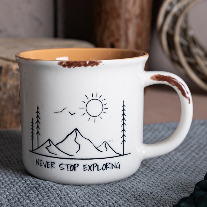 Adventure Series Enamel-Look Mug and Bowl Set Vintage Classic Design