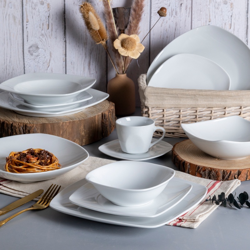 Square Outer Round Inner Hotel Porcelain Dinnerware – Premium Hotel Tableware