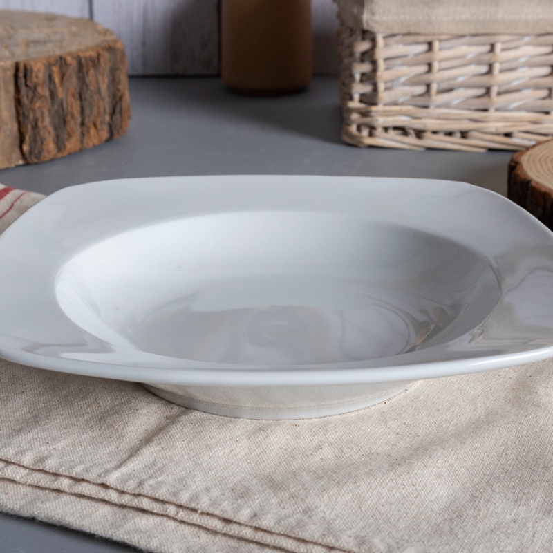 20CM/9OZ/250ML Square Rimmed Soup Plate – Classic Dining Tableware