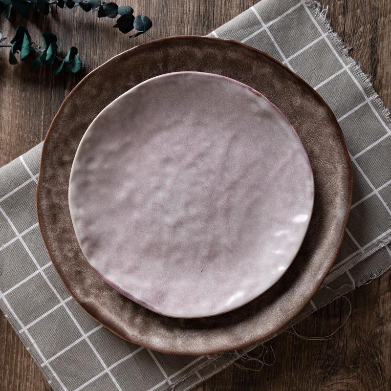 Happy Go 20cm Dessert Plate Organic Shape Reactive Glaze