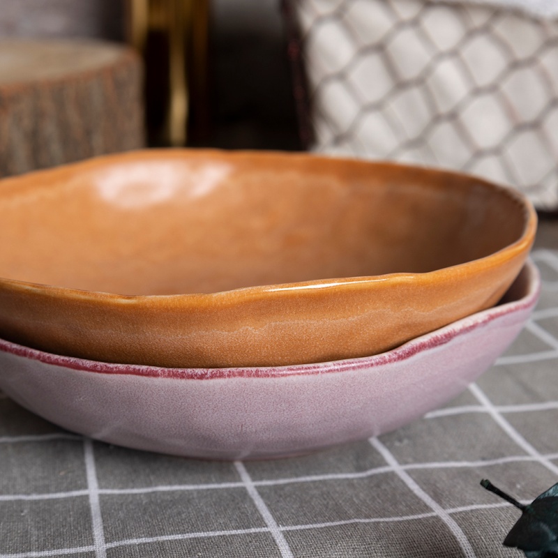 Happy Go 17.5cm(16oz/450ml) Soup Bowl Organic Shape Reactive Glaze