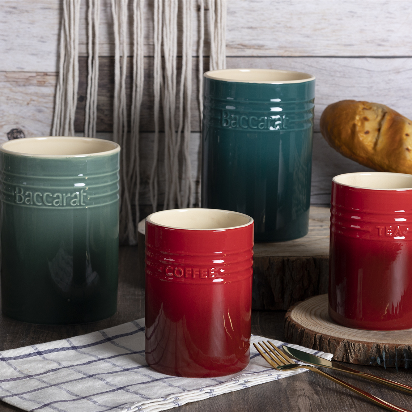 Multicolor Gradient Ceramic Storage Jar Tea/Coffee/Cookie Kitchen Food Canister Xmas available