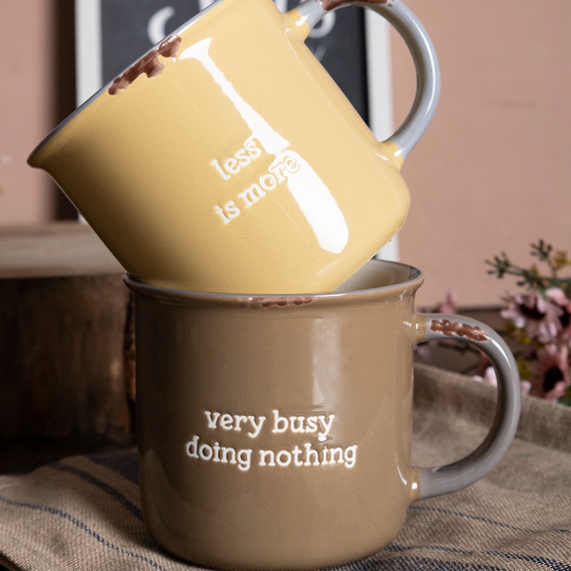 Zen Lazy Text Vintage Enamel Mug – Personalized Lazy Quote Mug