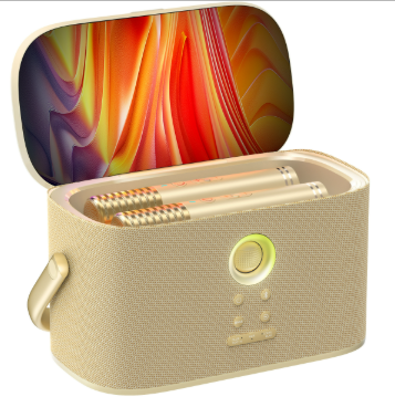 Integrated multimedia karaoke speaker with screen