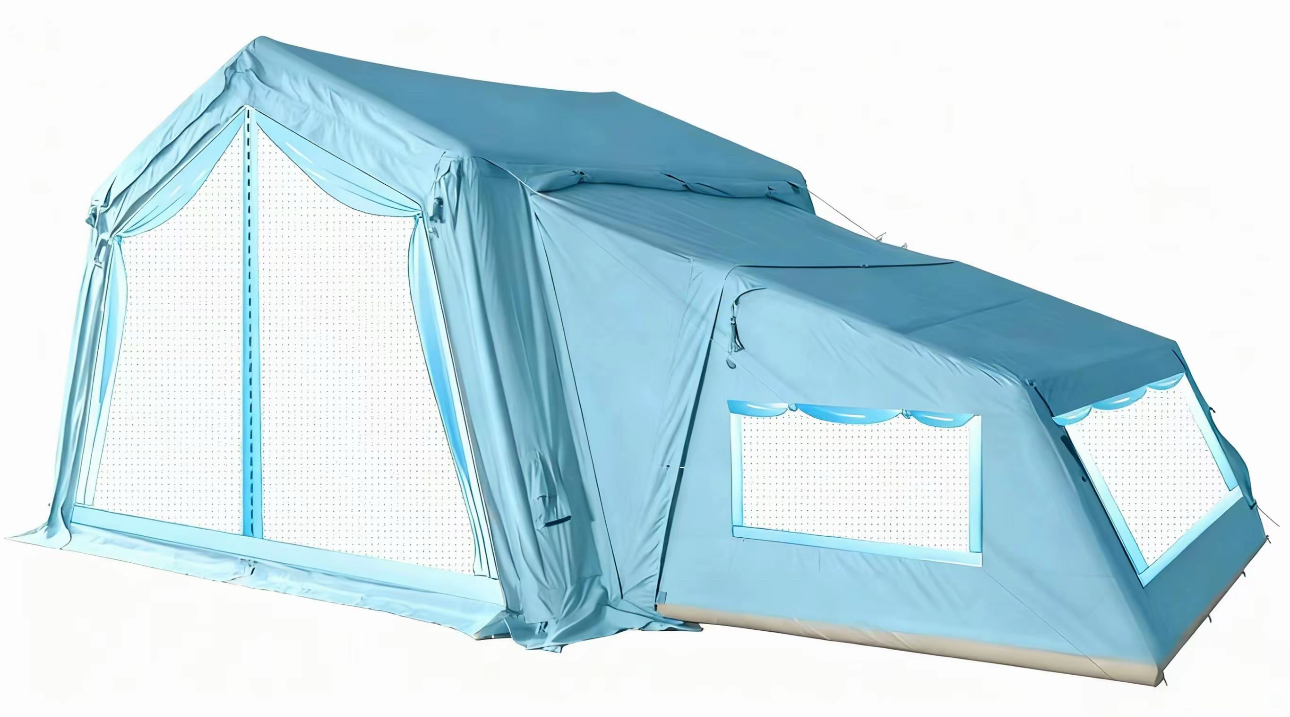 10+4.6 square meters blue cotton inflatable tent with sleeping cabin