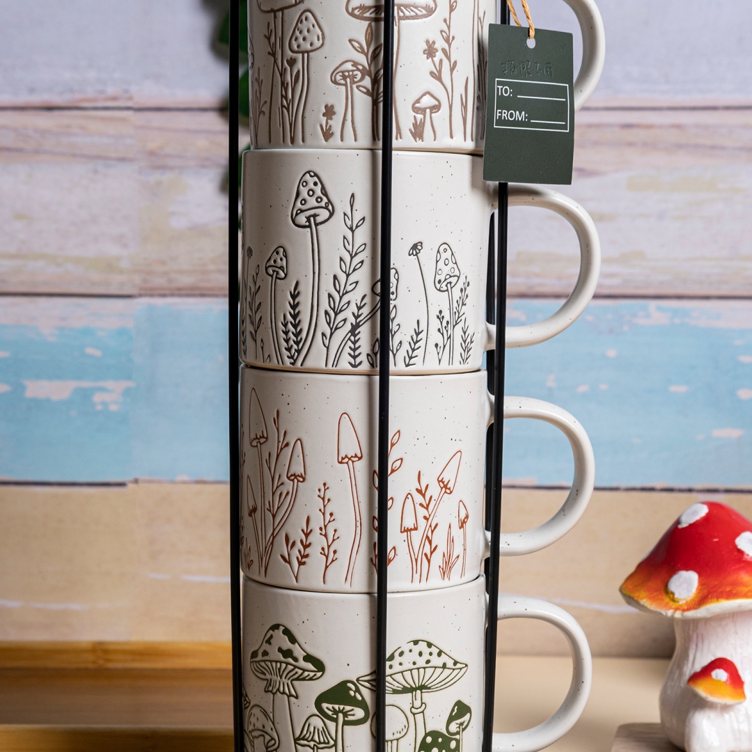 Stackable Mushroom Cup stoneware home use for wholesale