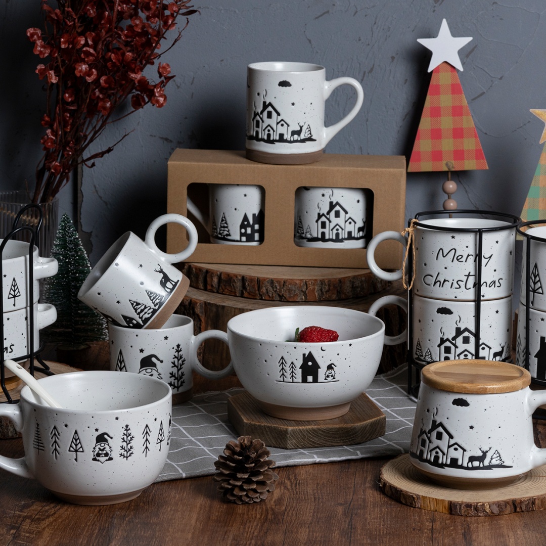 Christmas Series Nordic Style Santa Claus Makeup Mud-bottom Wholesale Promotional Cup