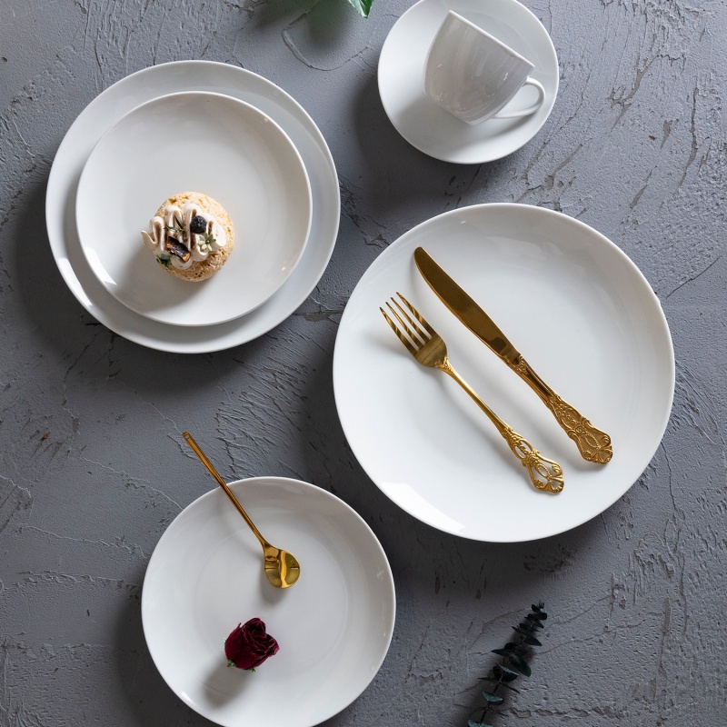 Coupe Shape White Porcelain Hotel Tableware, Elegant Porcelain Set for Restaurants & Hotels