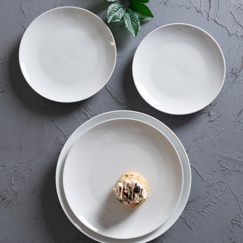 27,24,20,19CM Coupe Shape Porcelain Hotel Plate, Simple & Elegant Tableware for Restaurants & Hotels
