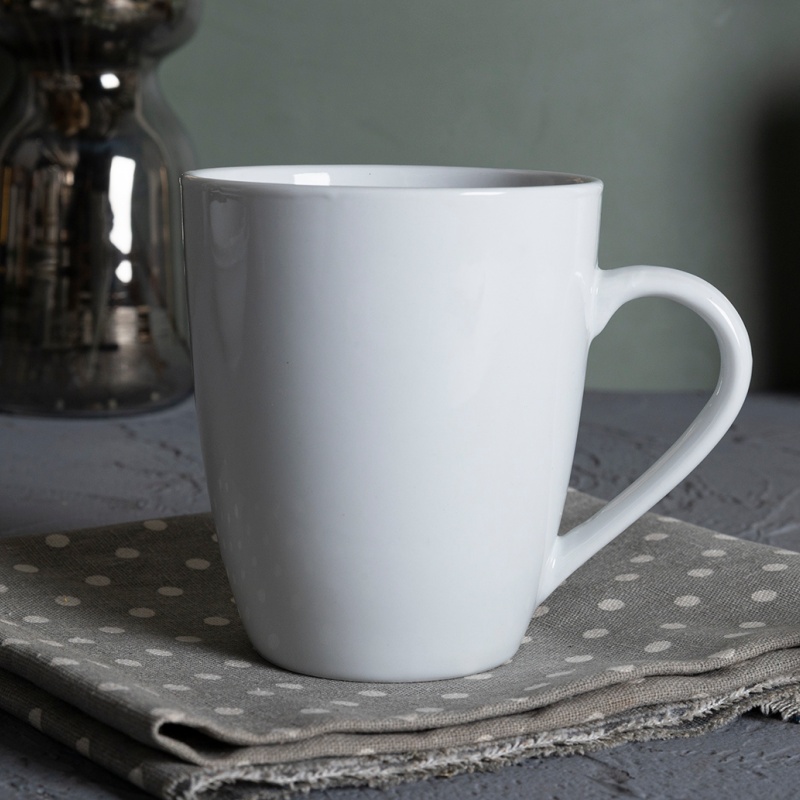 12OZ/330ML Barrel Shape White Porcelain Mug, Simple & Elegant Coffee Cup for Hotels, Restaurants
