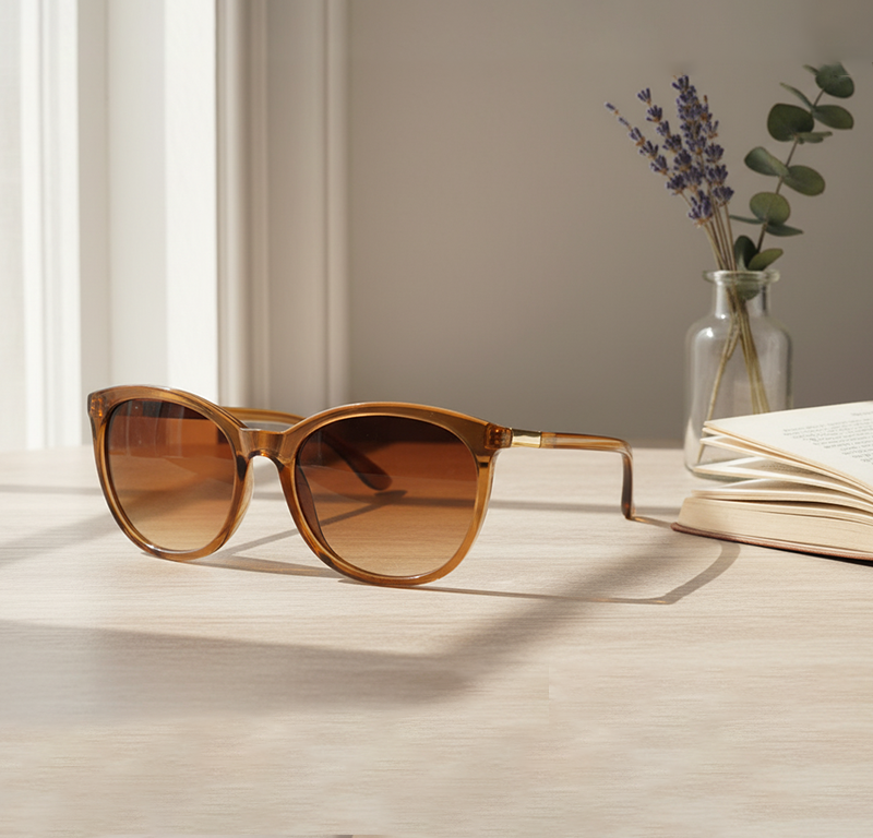 Women’s Vintage Cat-Eye Sunglasses | Brown Oversized Frame, Lightweight & UV400