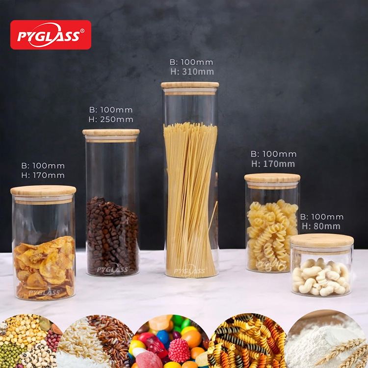 Glass storage jar with bamboo lid
