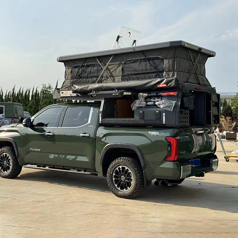 Pickup Truck Camper with Kitchen Outdoor Camping Hard Shell Rooftop Tents