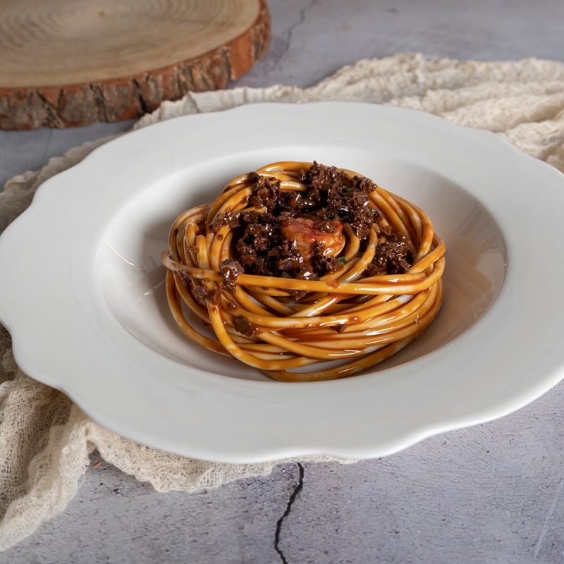 8.5" Lotus Rim Embossed Soup Plate Pasta Bowl, New Bone China Tableware, Custom Decal Supported