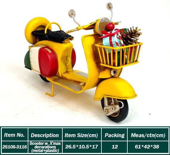 Scooter w. X'mas decorations (metal+plastic)