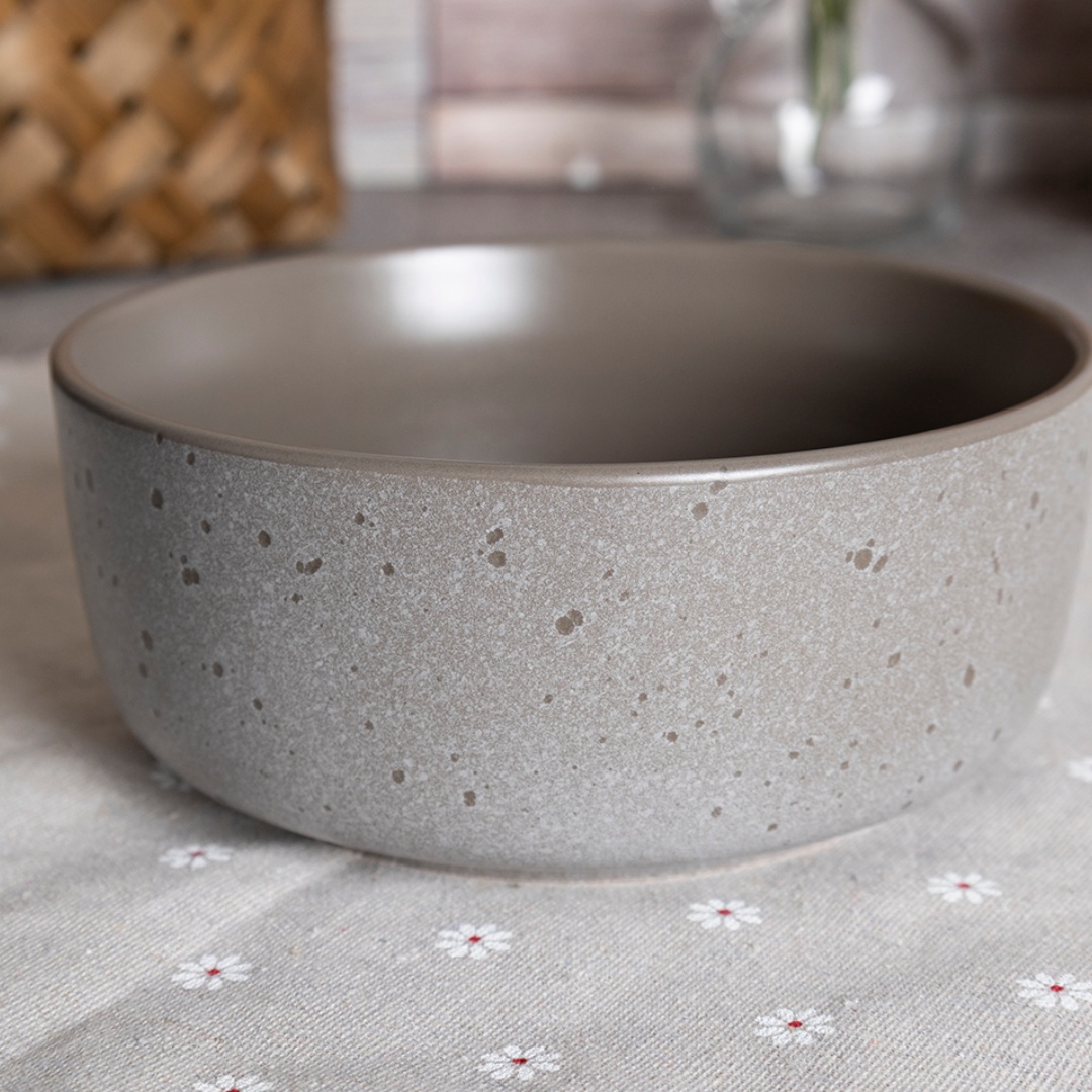 Ceramc bowl SHINNY FINISH WITH SPECKLES AND METALLIC RIM stoneware home wholesale supermarket