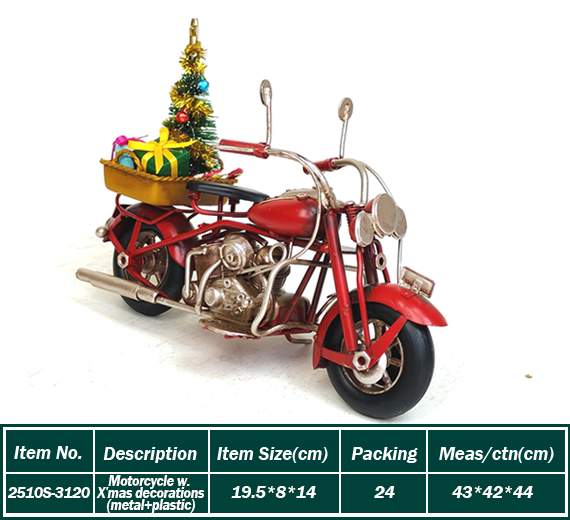 Motorcycle w. X'mas decorations (metal+plastic)