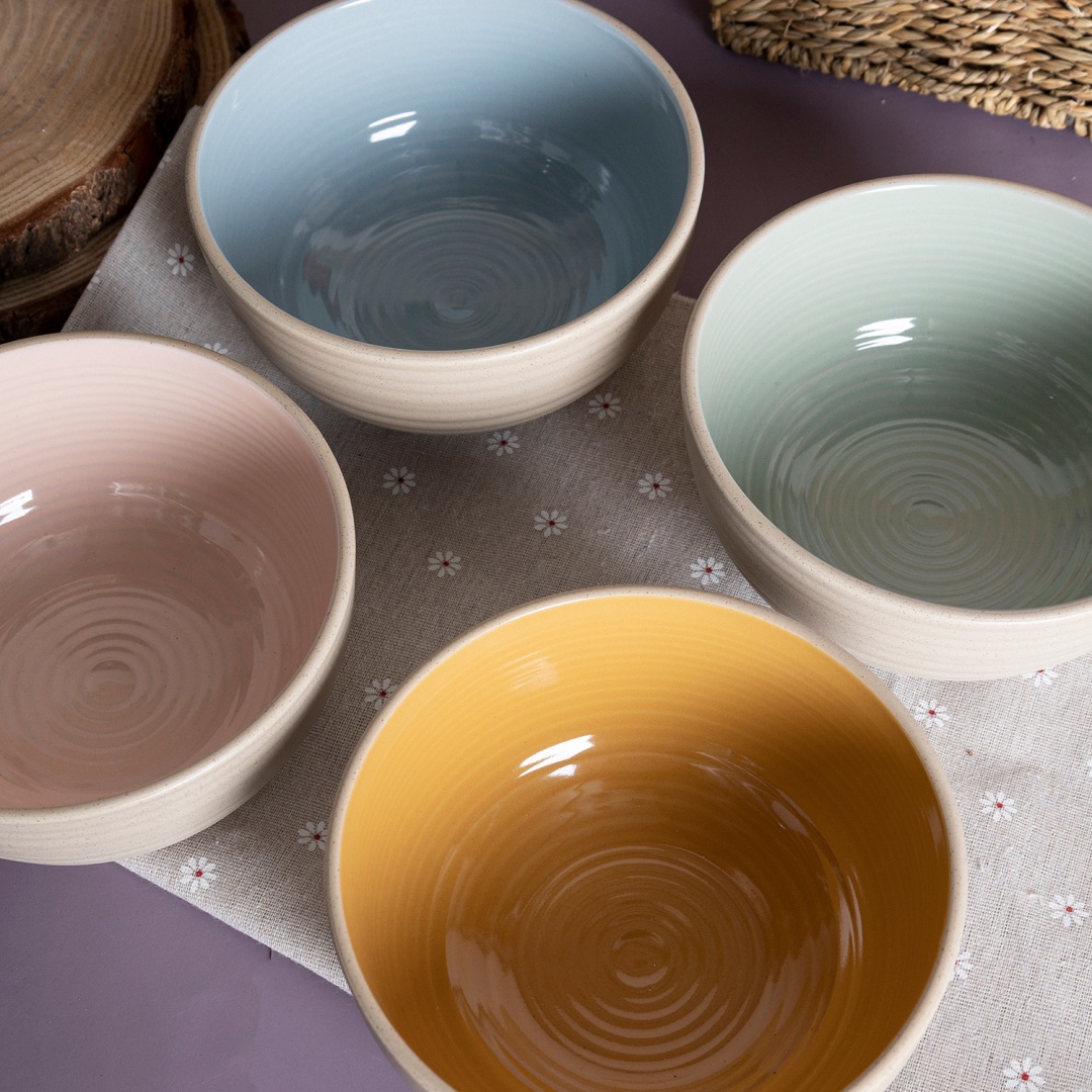 Ceramc bowl SHINNY FINISH WITH SPECKLES AND METALLIC RIM stoneware home wholesale supermarket
