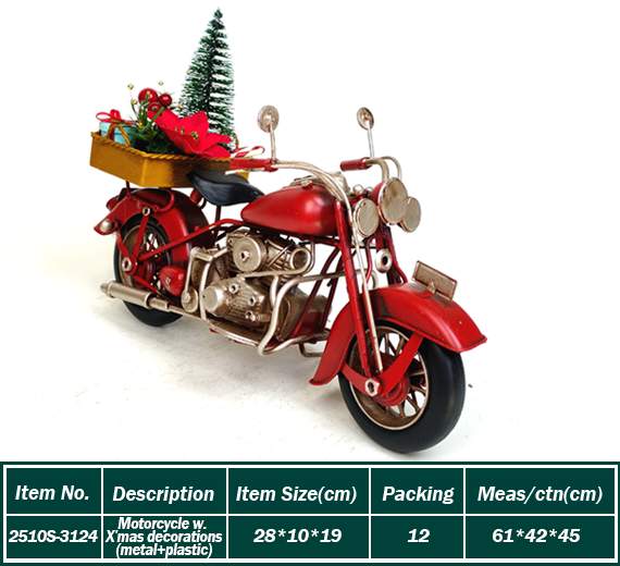 Motorcycle w. X'mas decorations (metal+plastic)