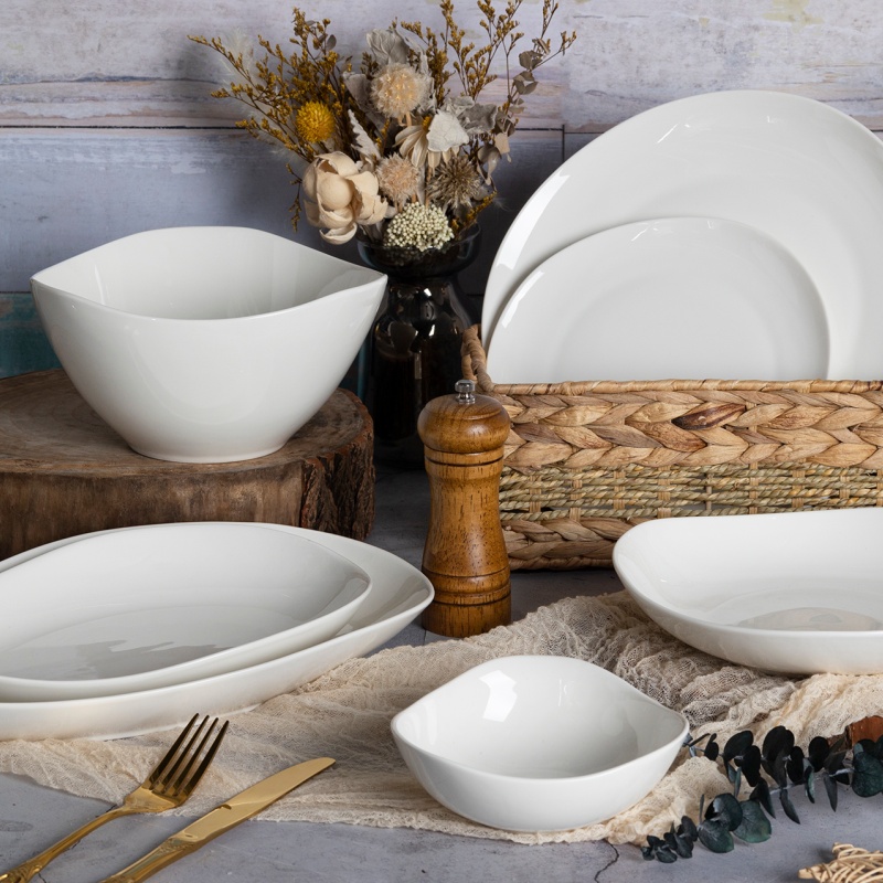 Irregular Geometric Shape New Bone China Dinner Set, Creative Tableware, Custom Decal Available