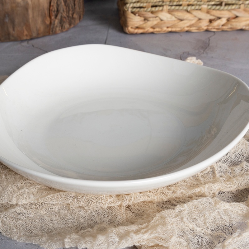 8.25" Irregular Shape New Bone China Soup Plate, Pure White Tableware for Pasta, Soup & Salad