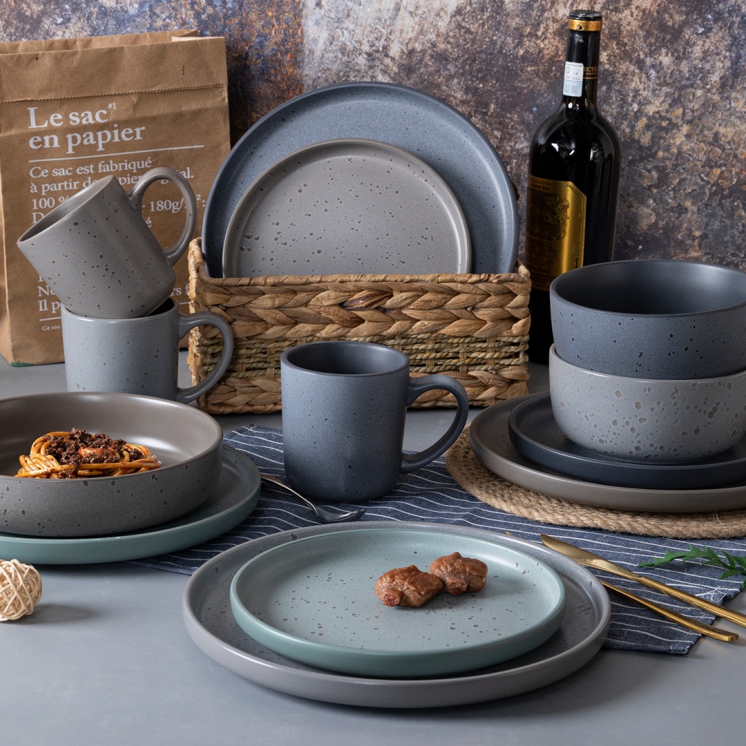 SET16 DINNER MATTE COLOR GLAZE stoneware home wholesale supermarket