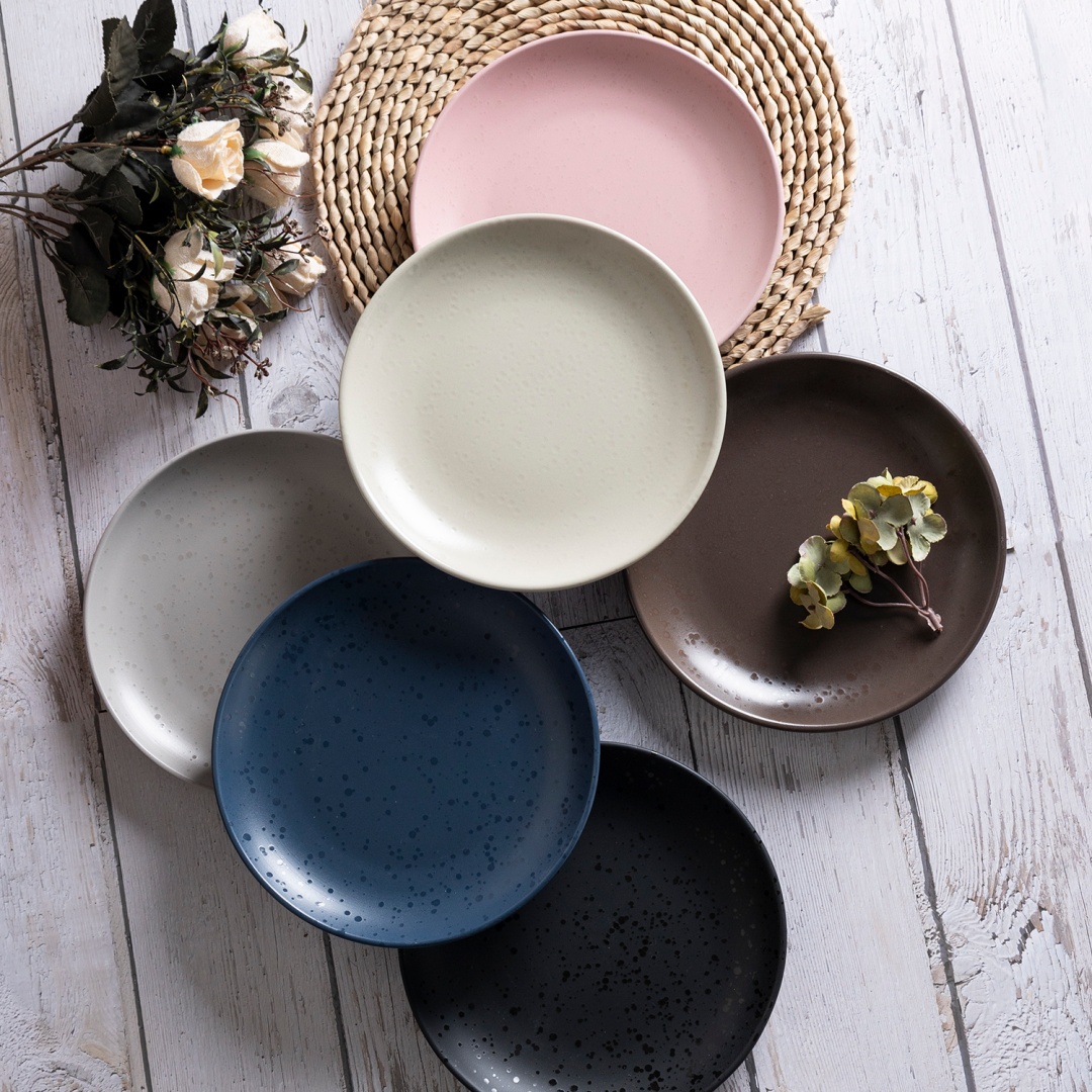 Natural design DINNER PLATE padprinting with brown rim stoneware home wholesale supermarket