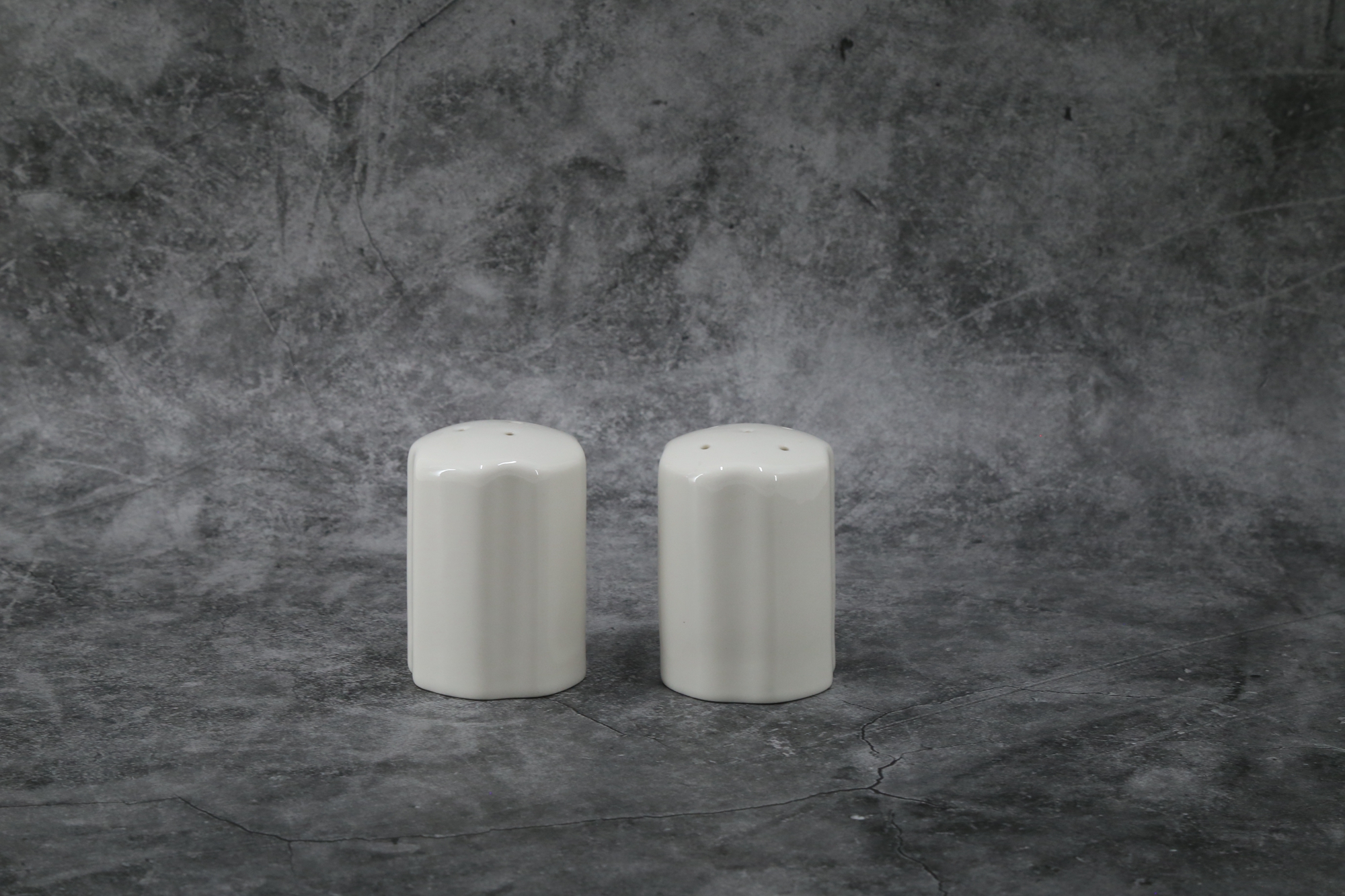 Square Lotus Rim Salt & Pepper Shaker, Pure White New Bone China Tableware, Custom Decal Supported