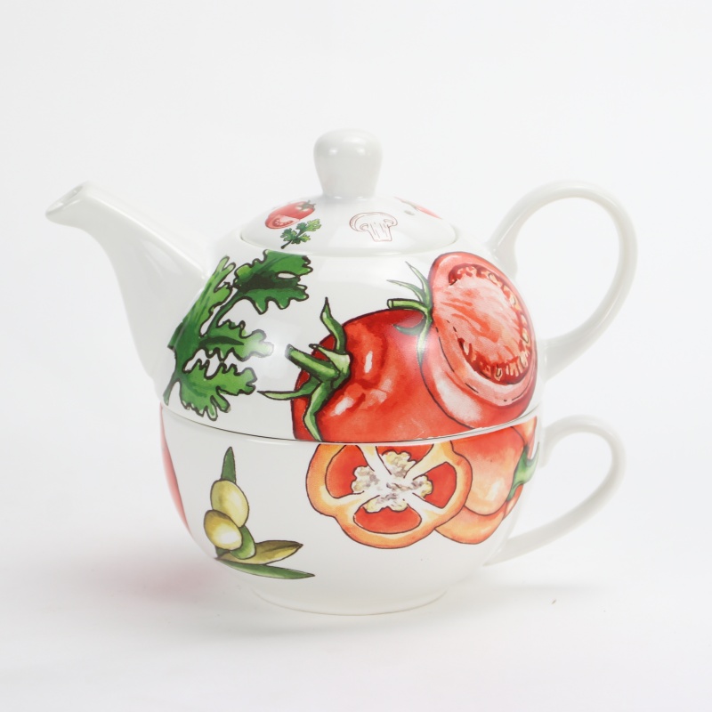 Tomato Ceramic Teapot for One Person