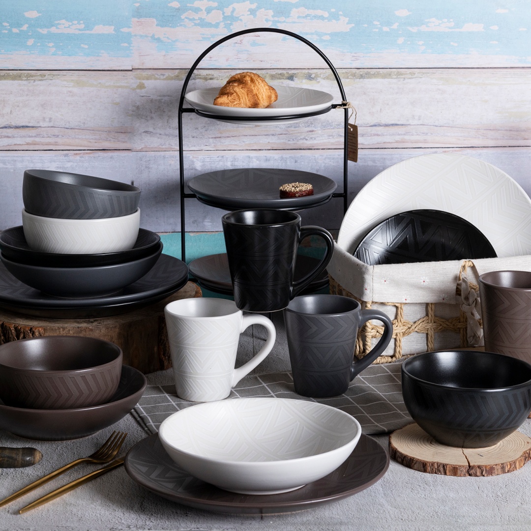 MATTE COLOR GLAZE padprinting SET18 DINNER SET stoneware home wholesale supermarket