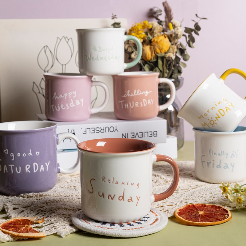 Colorful Weekly Mug Set – Daily Mood Ceramic Collection