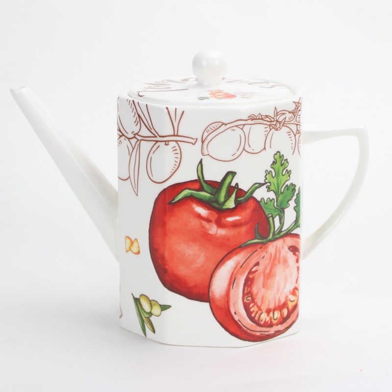 Tomato Ceramic Teapot for One Person