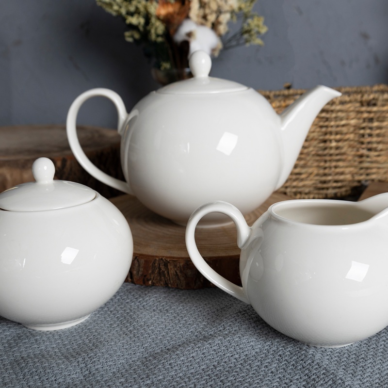 350ML O Shape Milk Jug / 420ML O Shape Sugar Pot, Pure White New Bone China, Custom Decal Supported