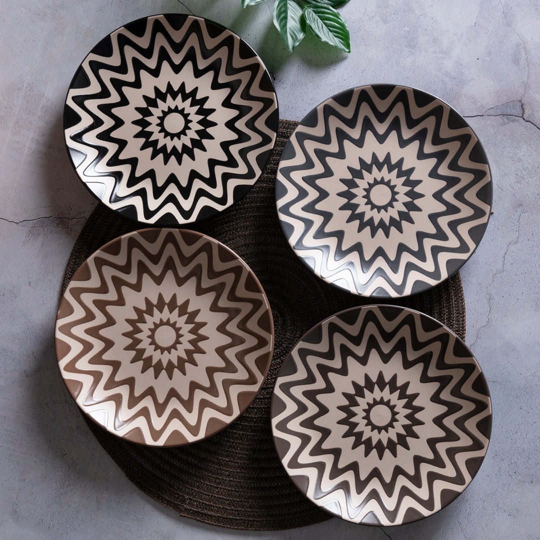 Natural design DINNER PLATE PAD PRINTING stoneware home wholesale supermarket