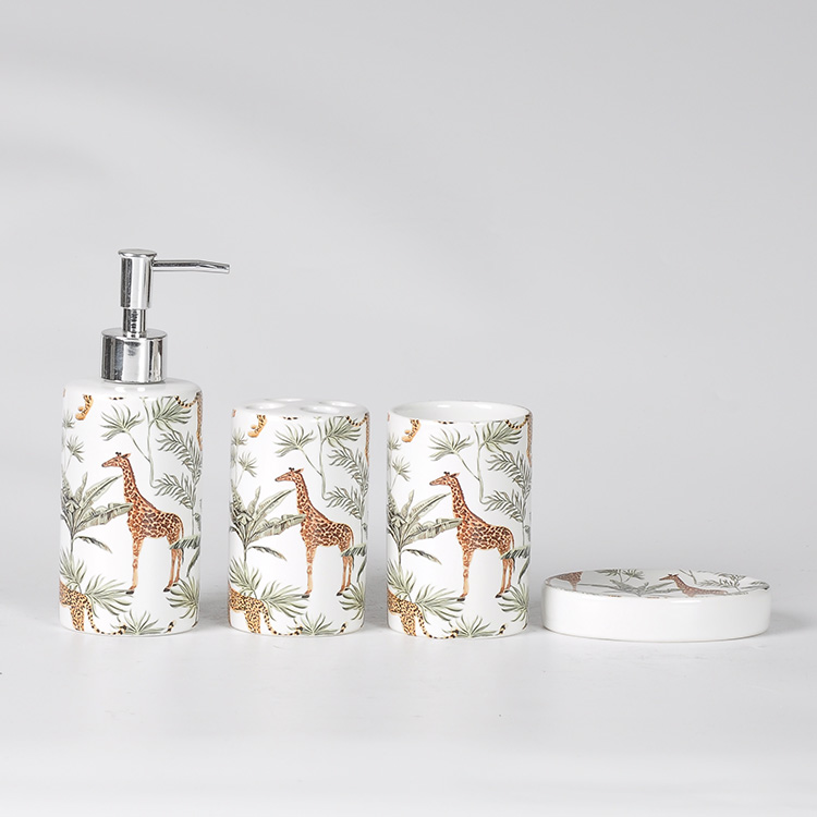 Tropical Rainforest Series Giraffe Decal Bathroom Set of Four Pieces
