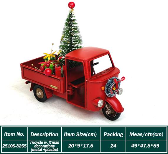 Tricycle w. X'mas decorations (metal+plastic)