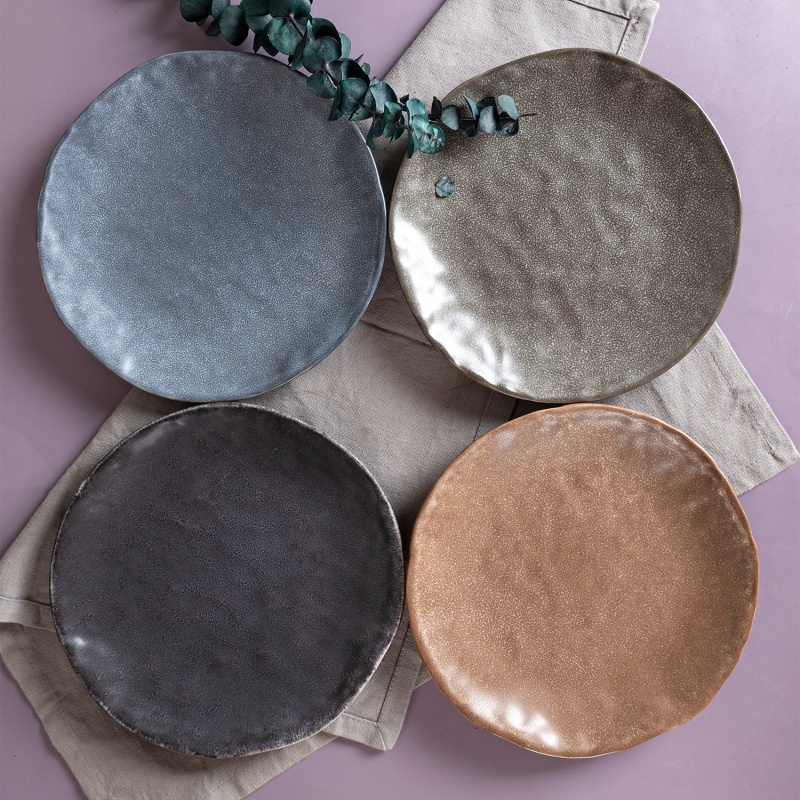 Happy Go 20cm Dessert Plate Organic Shape Reactive Glaze Matte Finish