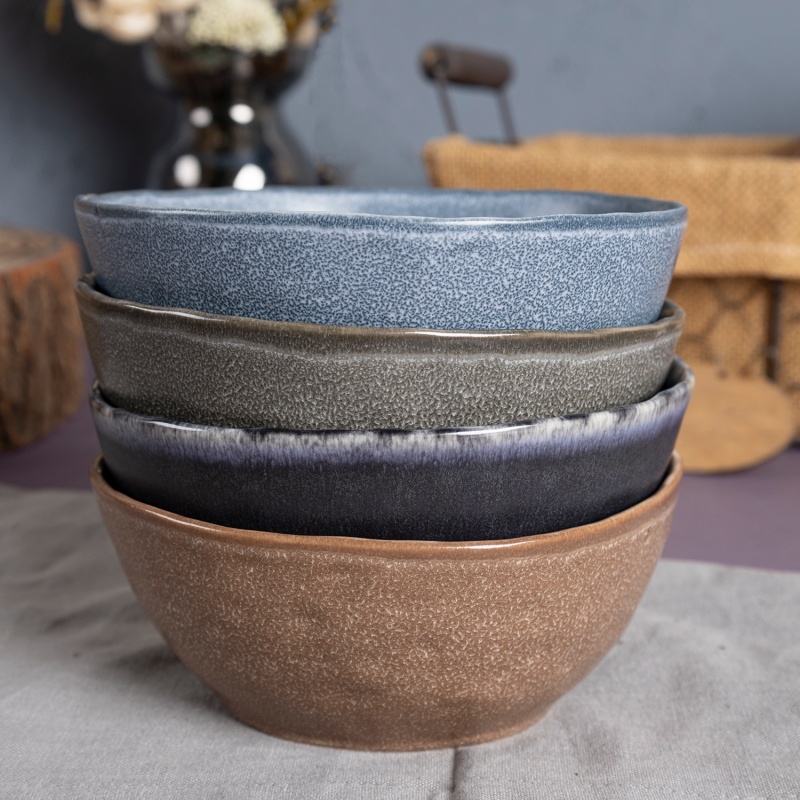 Happy Go 14.3cm(14oz)bowl Organic Shape Reactive Glaze Matte Finish