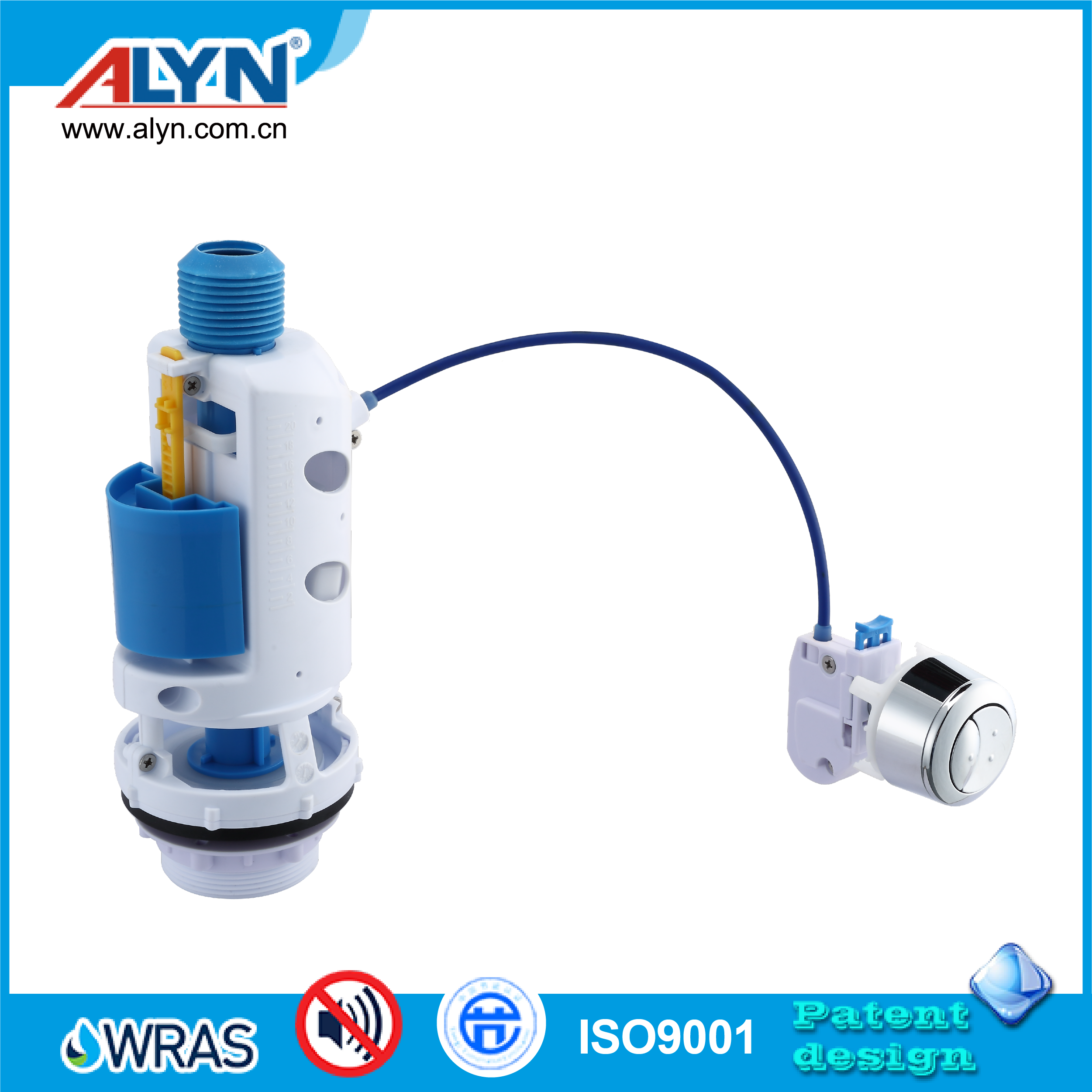 Toilet tank flush valve - Wire-control dual flush valve