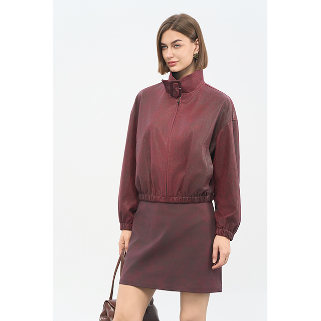 Gradient washed leather jacket