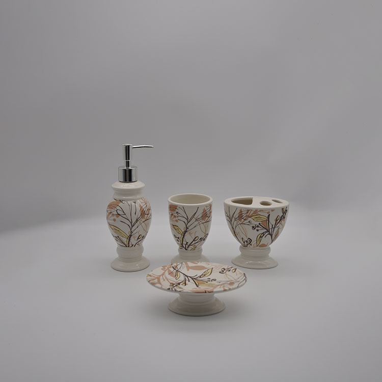 Creative European Style Printed Ceramic Bathroom Set Four-piece Toiletries Gift Box Home Accessory