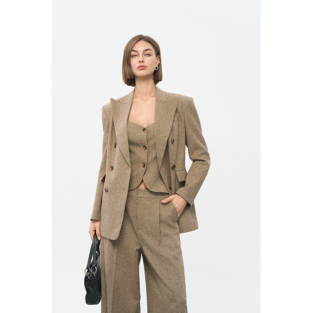 Brown herringbone suit