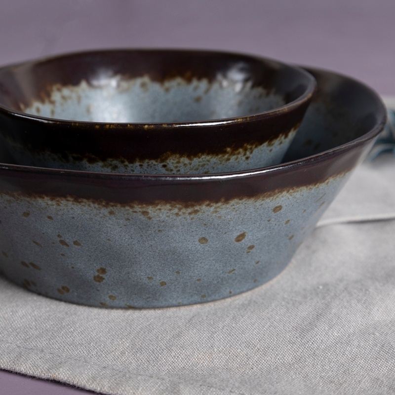 Happy Go 16.4cm (17oz/480ml) Embossed Bowl With Reactive Glaze